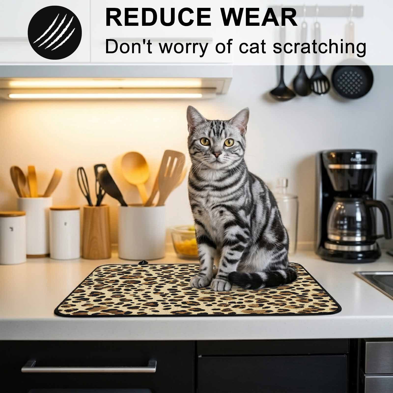 Leopard Stove Top Cover for Electric Stove, Heat-proof & Non Slip Glass Top Stove Cover Protector, Brown Animals Art Modern Farmhouse Kitchen Flat Cooktop Rubber Mat 24x21 Inches