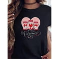 thumbnail image 1 of Valentine Day T-Shirt Print Round Neck Short Sleeve T-Shirt For Women Casual Summer Women Top Graphic Tees Women'S S Holiday Teediy Happy Pattern Unique Printing Sleeves Suitable Choice, 1 of 6