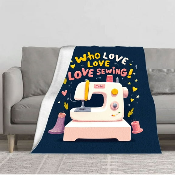 Durable Soft & Warm Flannel Blanket - Cozy Pink & Yellow Sewing Pattern Design Perfect for Sofa Travel Bed & Chair