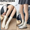 thumbnail image 3 of Thin Merino Wool Ruffle Boot Socks Warm Winter Cozy Frilly Soft Casual Breathable Socks for Womens 5 Pairs, 3 of 6