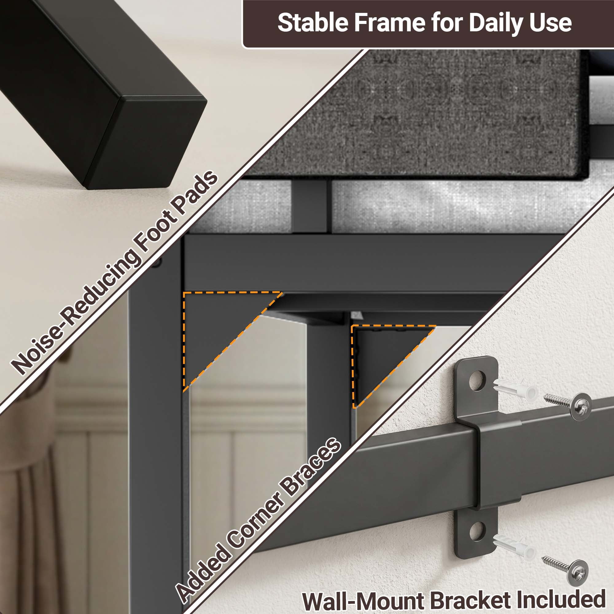 Miniyam Full Metal Loft Bed with LED and Charging Station for Adults in Apartments, Black