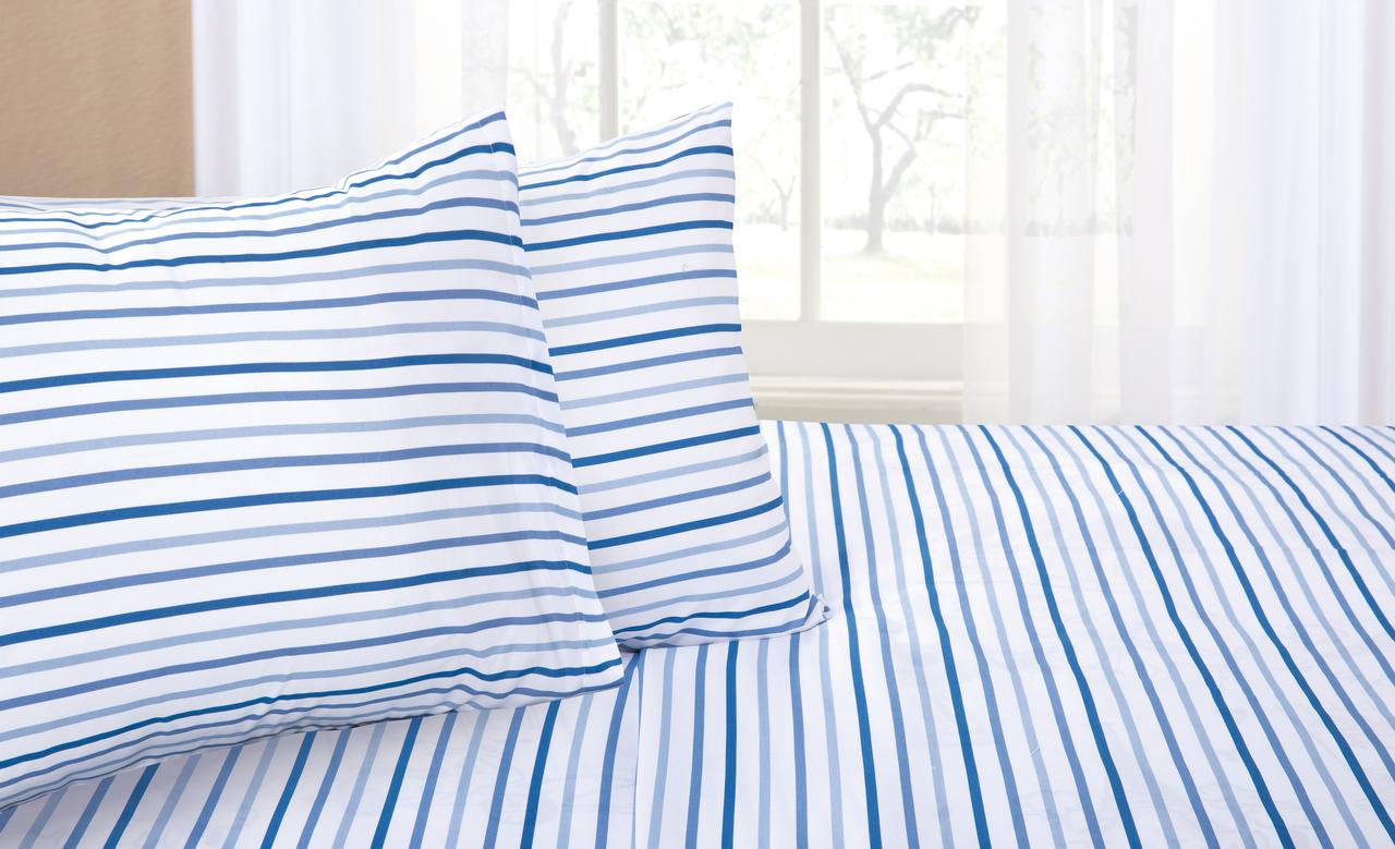 Mainstays Blue Stripes 3Piece Polyester Sheet Set, TwinXL