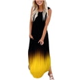 thumbnail image 2 of Lenago Robes Grande Taille pour Femmes 2023 Invitée de Mariage Robes Maxi pour Femmes Été Décontracté Col Rond Croisé Sans Manches Fente Vacances Plage Poches Longue Robe Robes d'Été de Plage en Liquidation, 2 of 5