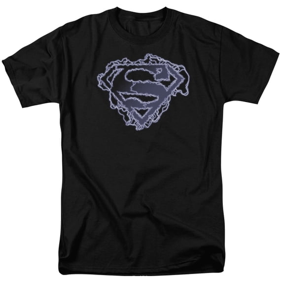 Superman Electric Supes Shield Adult 18/1 T-Shirt Black