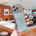 thumbnail image 2 of for iPhone 14 Pro Max Case Curly Wave Frame Leopard Glitter Bling Shiny Design Transparent Clear Sequin Anti-fall Shockproof Protective Rugged Phone Case Cover for Women Girls,Silver, 2 of 9