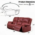thumbnail image 3 of Modern Red Synthetic Leather Motion Sofa 220×80×75cm with External Latch Handle, 3 of 5