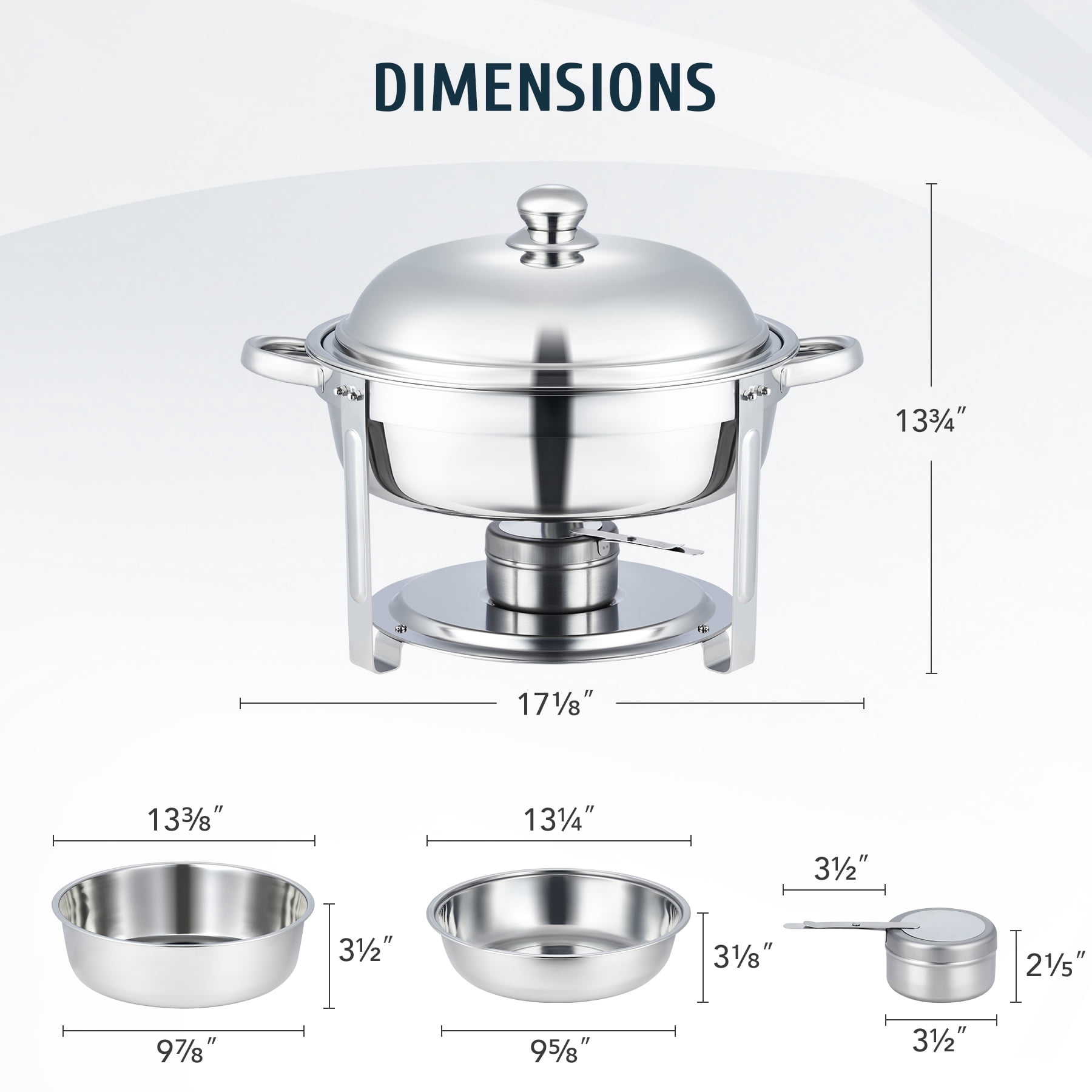 5 Quart 2 Pack Chafing Dish Set Stainless Steel Buffet Chafers for Parties More