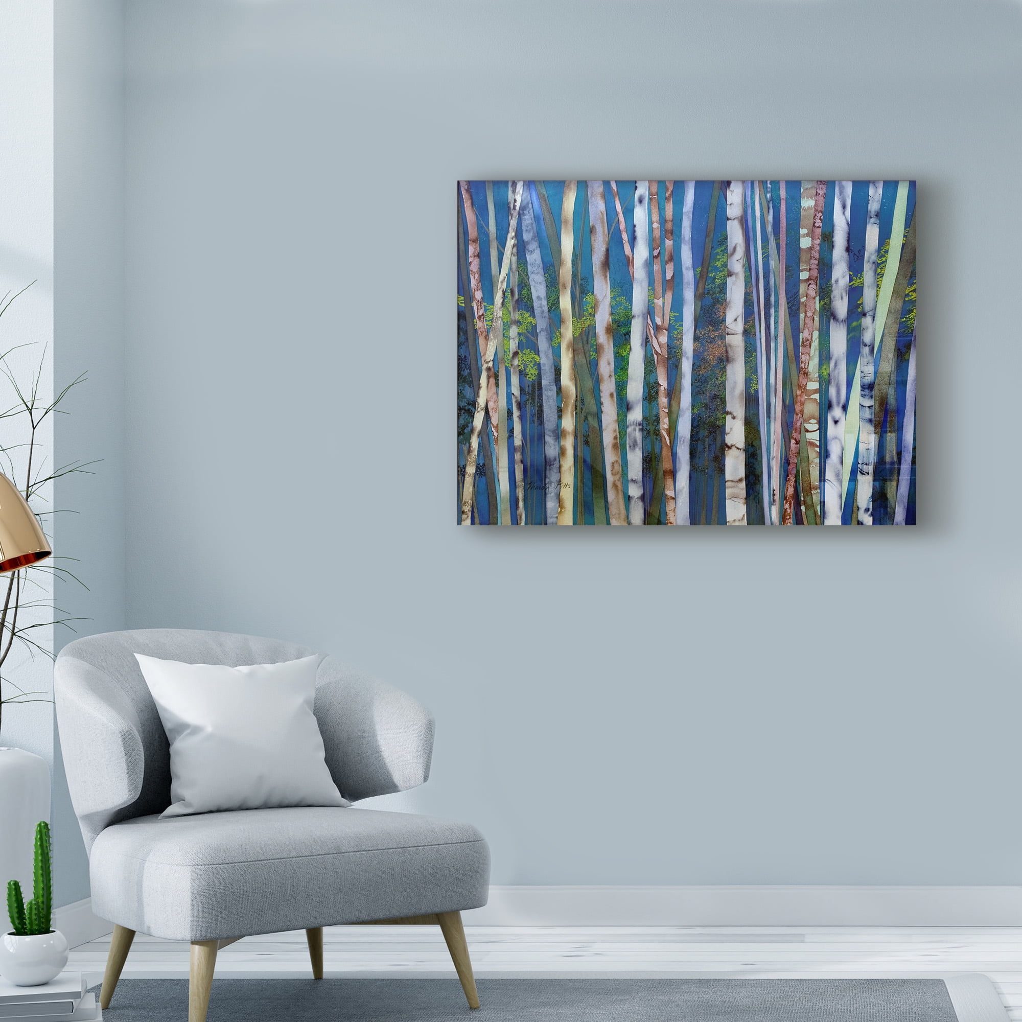 Trademark Fine Art 'Mystery Of Trees Birches' Canvas Art by Sharon Pitts