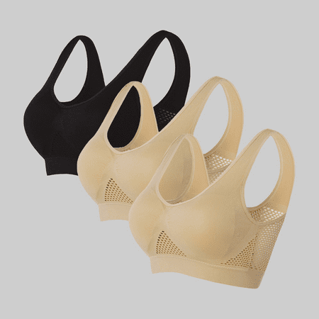 Fulorrnie Bras for Women Big Girls Plus Size Wirefree Comfort Full Coverage Low Impact Removable Pads Multiway Supportive Bra  Silver  XL