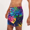 thumbnail image 5 of Odeerbi Mens Swim Trunks Hawaiian Tropical Print Bord Shorts Summer Beach Swimming Trunks Loose Beach Shorts with Pocket Swimming Pants Purple, 5 of 6
