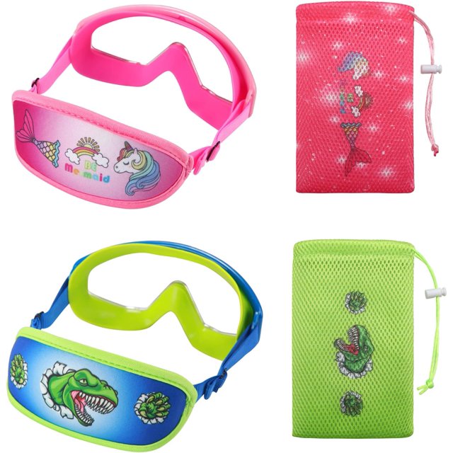 Kids Swim Goggles Age 3-8,Child Goggles No Hair Pull,Wide Swimming Mask Boys/Girls