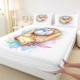 thumbnail image 5 of Erosebridal Watercolor Bow Baseball Full Size Sheets, Cute Sport Bed Sheets for Girls and Boys, 4 Pieces, 1 Flat Sheet, 1 Fitted Sheet and 2 Pillowcases, 5 of 6