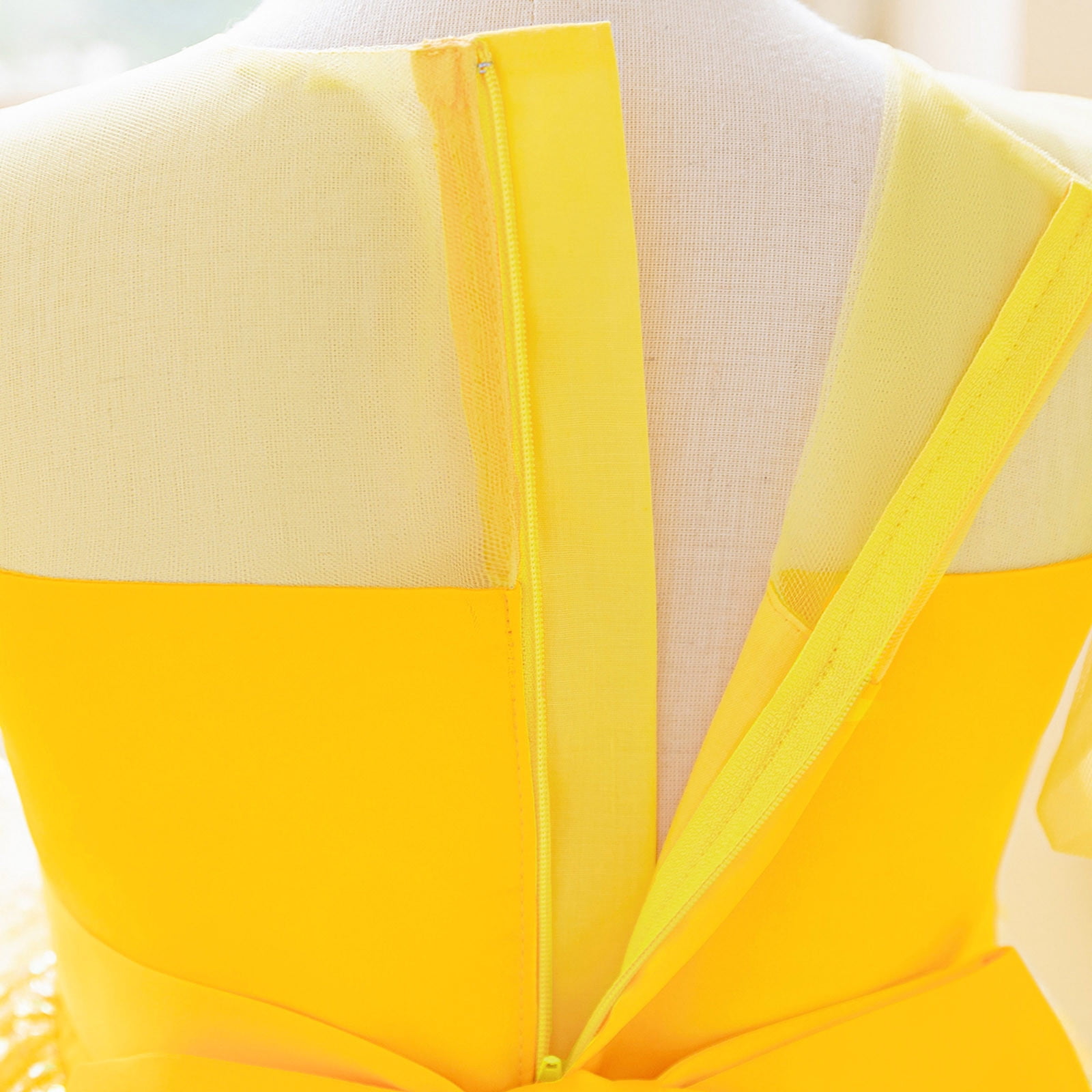 Wdgfv Sparkly Sleeve Girls Dress Bow Detail Toddler Party Gown Formal Tutu Pageant Outfit For Birthday Photoshoot Yellow 3-4 Years