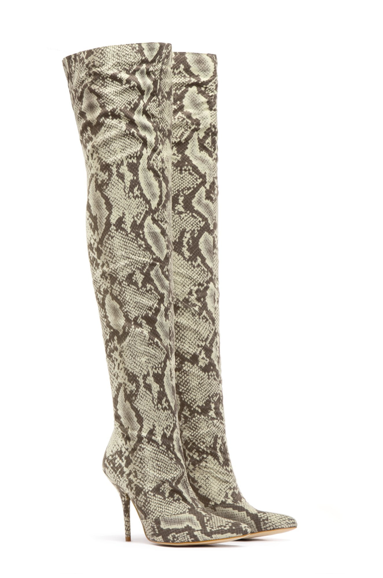 Cape Robbin Bloom Unique Snake Stiletto Heel Pointed Toe Cowl Leg OTK ...