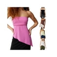 thumbnail image 6 of KelaJuan Women Wrap Chest Tube Tops Solid Color Irregular Hem Boat Neck Strapless Backless Tops, 6 of 6