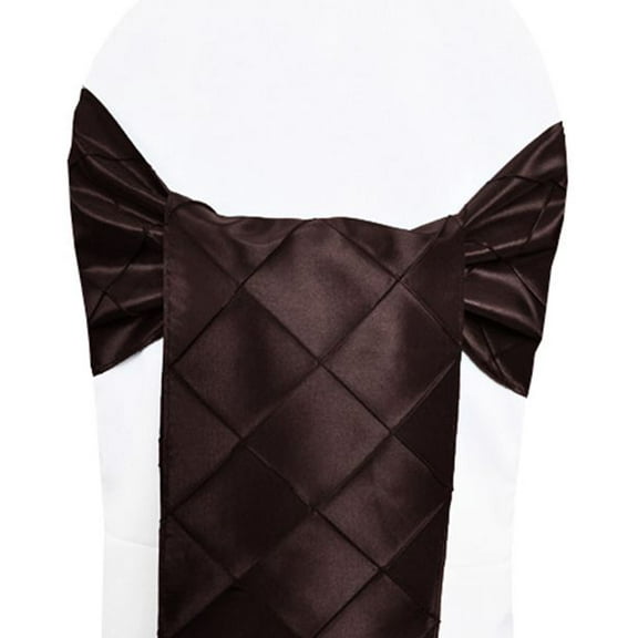 Wedding Linens Inc. (5pcs) 9.5"x108" Pintuck Chair Sashes Bows Ties Linens for Wedding Party Ceremony Event Home Dining Reception - Chocolate