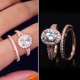 thumbnail image 3 of enjoywould 2Pcs/Set Fashion Ring Geometric Rhinestone Inlaid Electroplating Hypoallergenic Shining Decoration Jewelry Accessory Lady Bridal Wedding Ring Wedding Accessory, 3 of 4
