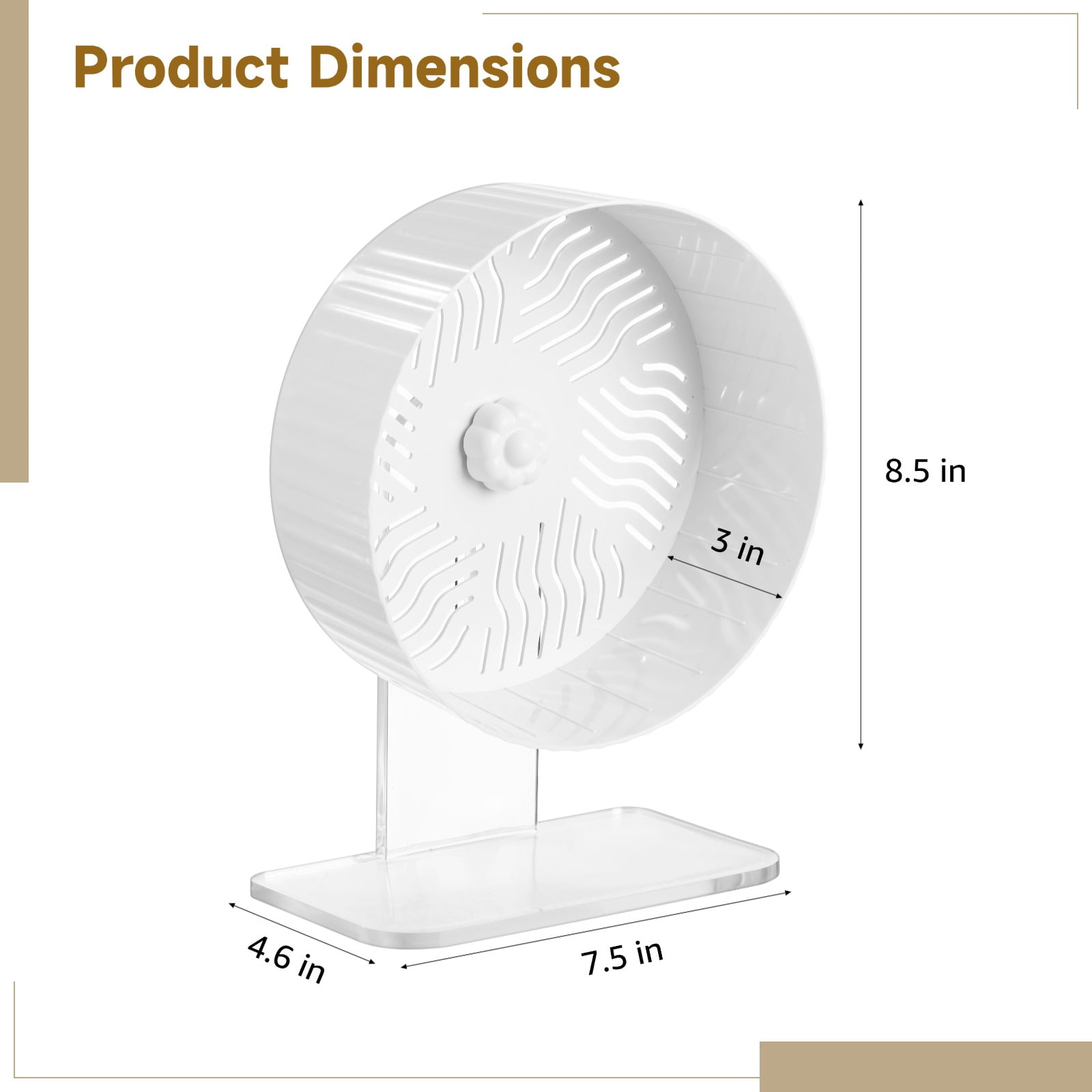 Hamster Exercise Wheel, Silent Hamster Wheel with Acrylic Stand, Space-Saving Running Wheel, Quiet Spinning Wheel, Great for Guinea Pigs, Gerbils