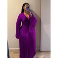 thumbnail image 2 of AURA Women Plus Size V Neck Bodycon Long Dress Elegant Long Sleeve Solid Color Dress, 2 of 5