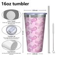 thumbnail image 4 of 16oz Tumblers Pink Breast Cancer Stainless Steel Vacuum Insulated Double Wall Travel Tumbler Cups Mug with Lid and Straw,Cleaning Brush for Coffee,Tea, 4 of 4