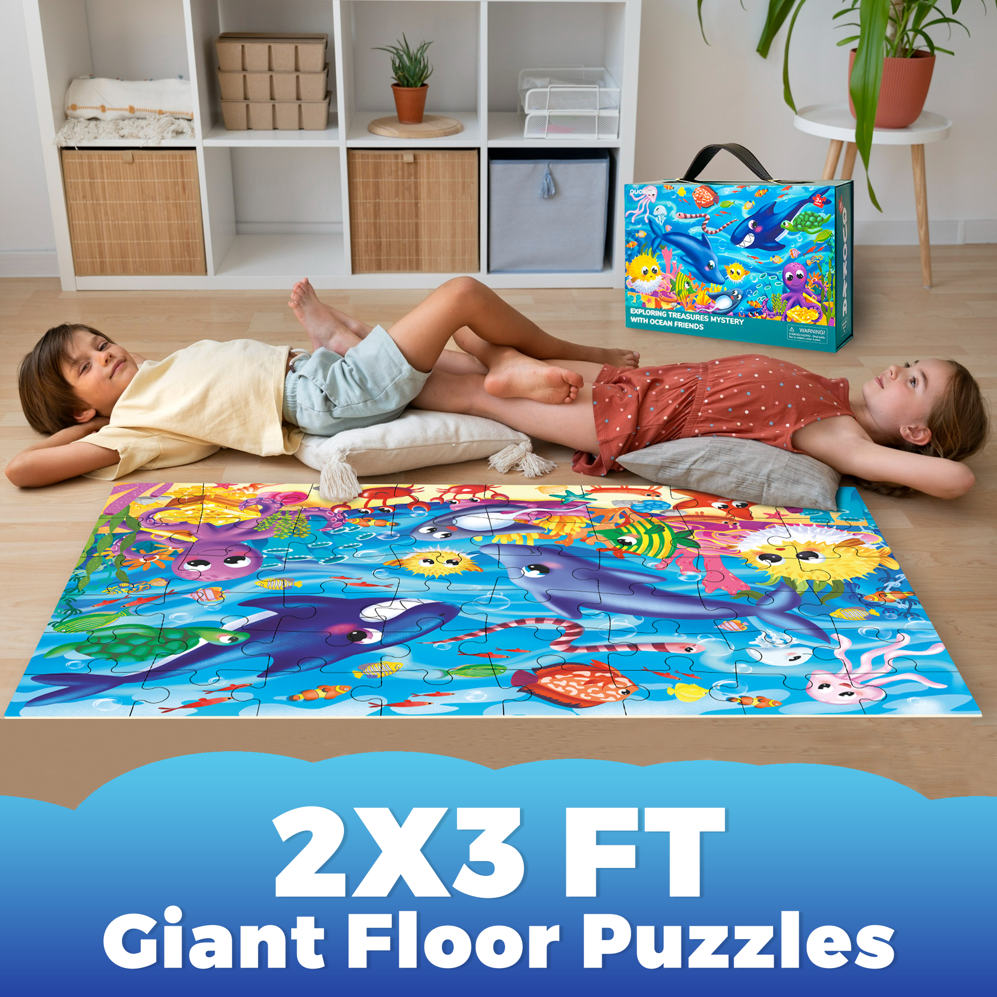 Giant Floor Puzzles for Kids - Ages 4-6 - Ocean 2x3 Feet 48 Piece Puzzles for Toddlers 3-5 by QUOKKA