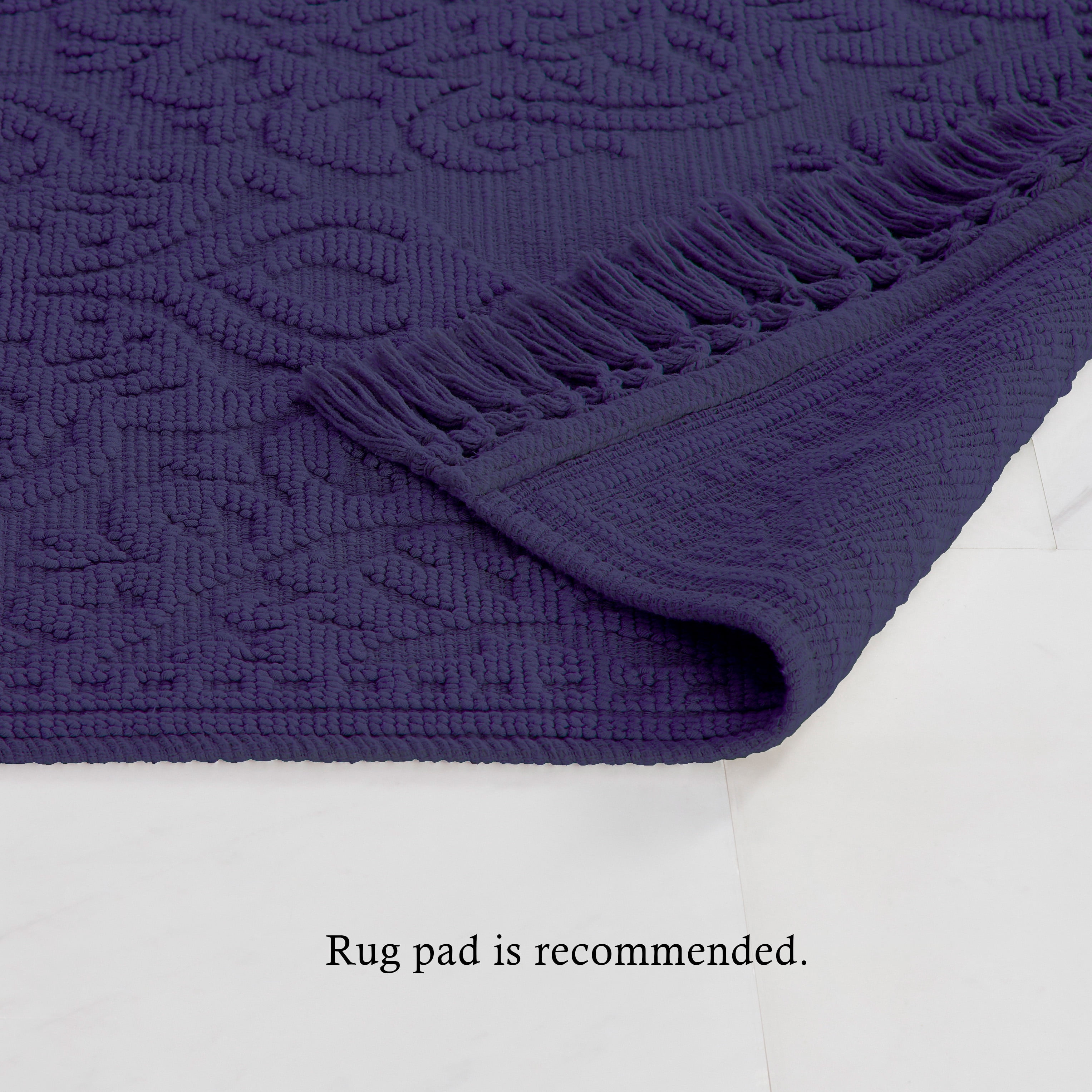 Jean Pierre Ricardo Cotton Fringe 21 x 34 in. Bath Rug, Indigo