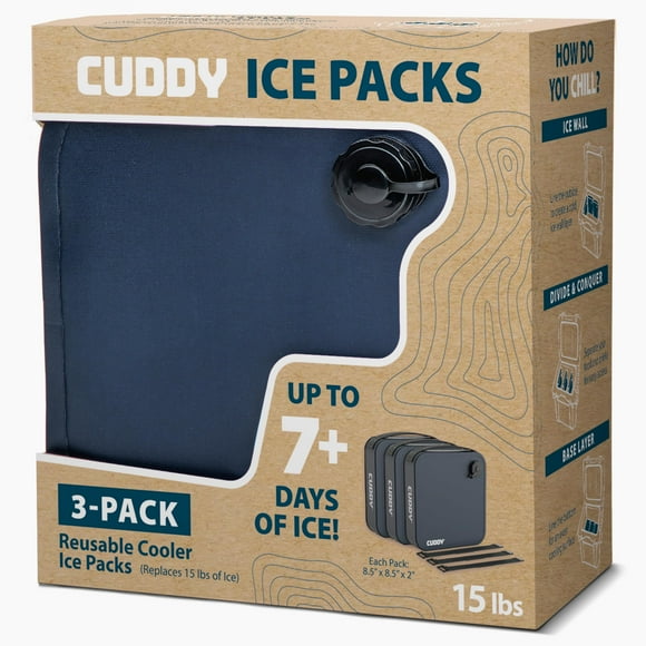 Paquete de 3 bolsas de gel reutilizables Cuddy para hieleras, de larga duración