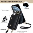 thumbnail image 3 of ShellTech for iPhone 11 Pro Max Case with Card Holder and Strap - Zipper Pocket,Crossbody Lanyard Strap,Credit Card Holder,Stand Ring,Cute Phone Wallet Case for Women,Black, 3 of 10