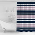 thumbnail image 4 of Navy Blue Pink Striped Shower Curtains for Bathroom Waterproof Fabric Bath Curtains Decor Bath Tub Curtain Gradient Horizontal Lines Decorative Shower Curtain Sets with 12 Hooks, 72x72 Inch, 4 of 6