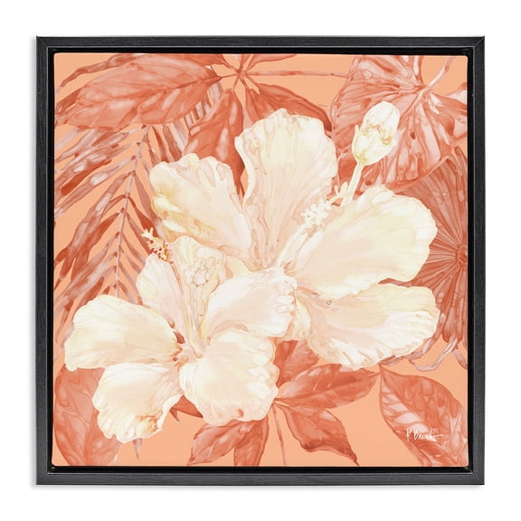 Stupell Industries Bohemian Hibiscus Flower Bunches Black Floating Frame Canvas Art, 18 x 18, by Paul Brent