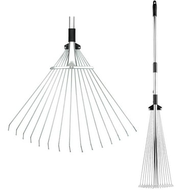KAMIDA Adjustable Metal Rake for Leaves,Garden Dethatcher Yard Rake,Gardeners World,Expandable Head 8-17"
