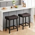 thumbnail image 2 of Kojooin Bar Stools, Set of 2 Bar Chairs with PU Upholstered Saddle Seats, Kitchen Stools, 24" Modern Backless Counter Height Stool for Kitchen Island Bar, 2 of 7