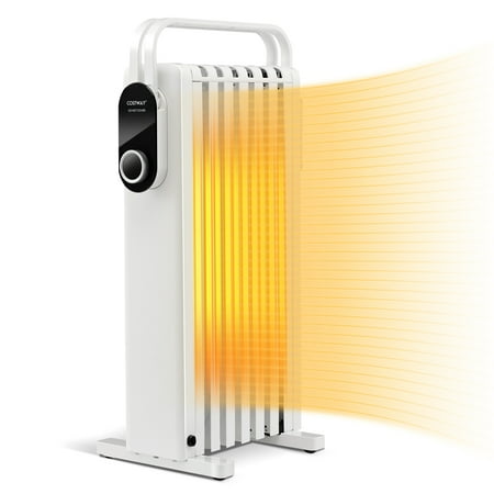 

Costway 1500W Electric Space Heater Oil Filled Radiator Heater W/ Foldable Rack White