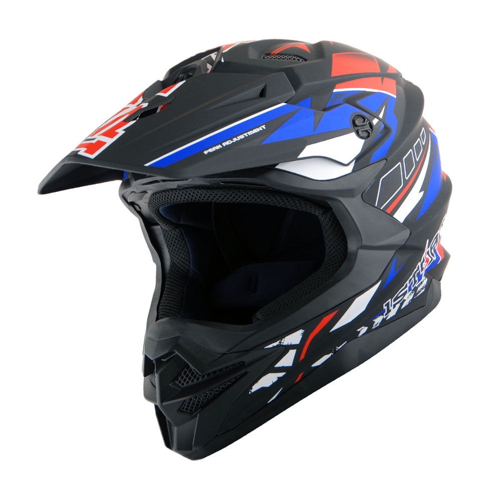 1Storm Motocross Adult Helmet Downhill Mountain Bike Helmet BMX MX ATV Dirt Bike Storm Style HF803; Red Blue