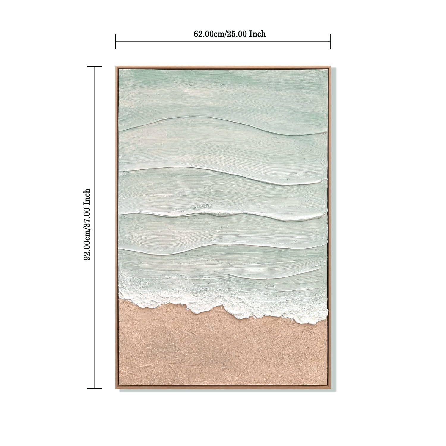 Euroco Framed Coastal Beach Landscape Canvas Wall Art, Abstract Seascape Print Ocean Scene Sea Painting Decor Seaside Artwork for Living Room Bedroom Bathroom 25x37 inch