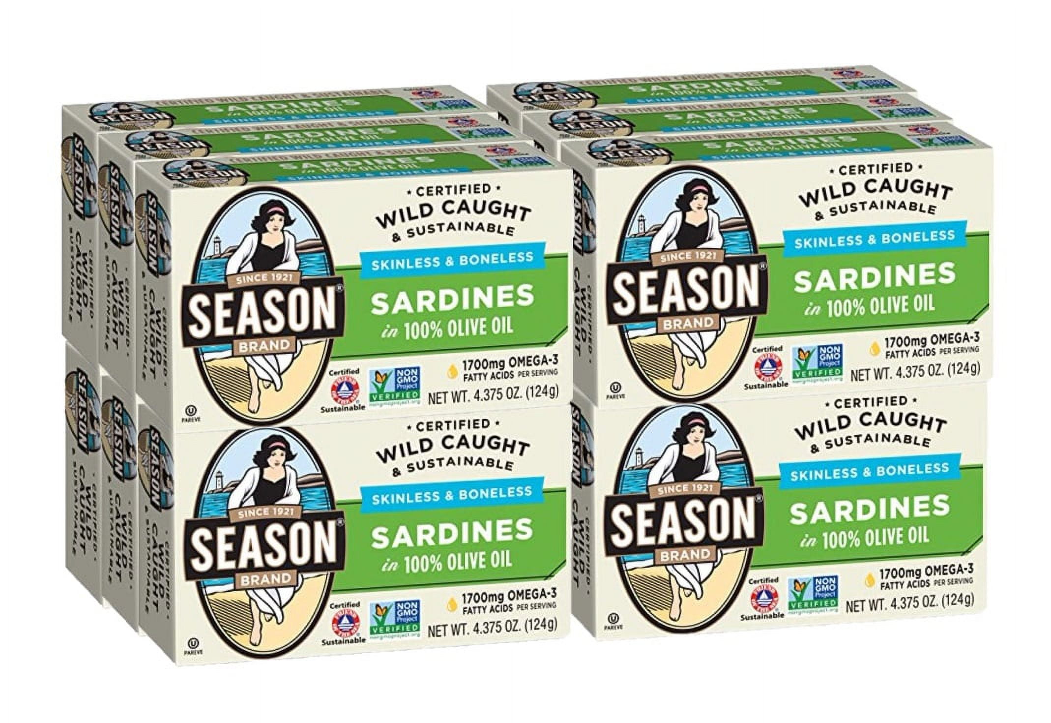 (Pack Of 12) Season Skinless & Boneless Sardines In Oil, 4.375-Ounce Tins