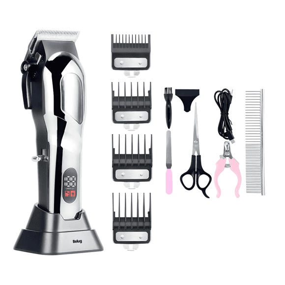 Kit Rasuradoras Para Perros Y Gatos Máquina De Cortar Pelo Belug, Plata