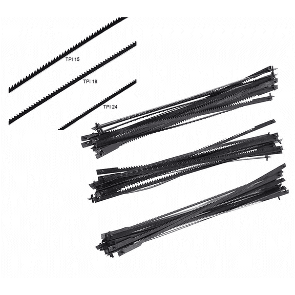 180Pcs Scroll Saw Blades 127mm Carbon Steel Fretsaw Blades with Pin 15/18/24 Teeth Standard Fine Cut Saw Blades