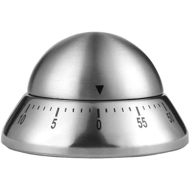 Temporizador de cocina mecánico 100 % de acero inoxidable, temporizador de vida de precisión cónico