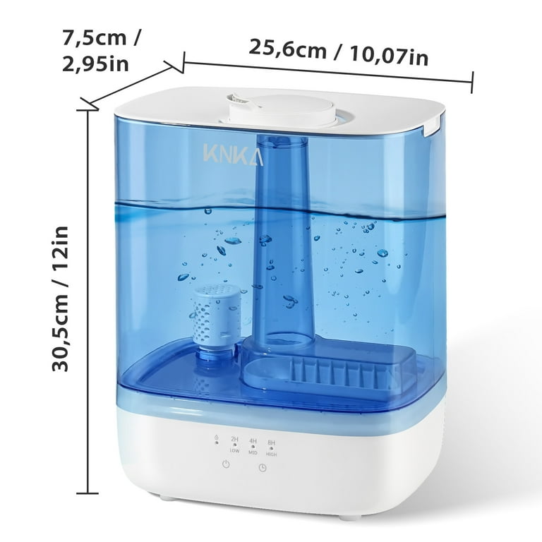 KNKA Humidifier, 6L Humidifier for Room, Cool Mist Humidifier for Home, Baby, and Bedroom, Quiet, Top-Fill, 360° Nozzle, 60-Hour Runtime, White KNKA Humidifier, 6L Humidifier for Room, Cool Mist Humidifier for Home, Baby, and Bedroom, Quiet, Top-Fill, 360° Nozzle, 60-Hour Runtime, White