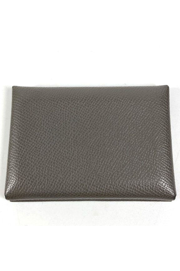Pre-Owned HERMES Calvi Duo Business Card Case, Pass Coin Purse, Bifold Wallet, Chevre, Men's...