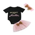 thumbnail image 1 of Bébé Filles Manches Courtes Romper Tops Tutu Jupe Robe avec Arc Bandeau, 1 of 6
