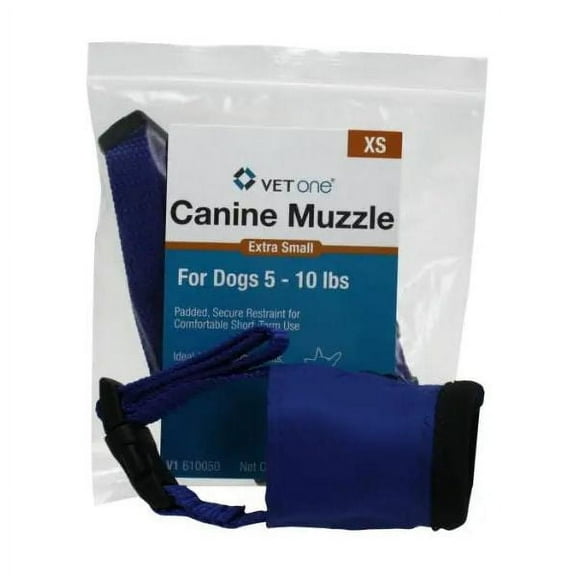 Piccardmeds4pets Nylon Plain Short Snout Dog Muzzle, Blue, XS