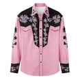 thumbnail image 4 of Western Cowboy Shirts for Men Carnival Long Sleeve Button Down Lapel Top Casual Stylish Comfortable Mens Shirt Pink XXL, 4 of 4