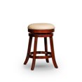 thumbnail image 4 of 24" Leather Counter Stool With Soft Cushion, 360° Swivel Round Bar Stool With Solid Wood Frame and Round Footrest, Backless Swivel Stool, Cherry Finish, Bone Leather Seat, 4 of 8