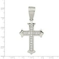 thumbnail image 3 of 925 Sterling Silver Solid Polished Cubic Zirconia Religious Faith Cross Pendant Necklace 64x32mm Wide Pendant for Women, 3 of 4