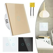 For Tuya Smart Light Switch 2 Gang, Wifi Smart Touch Wall Switch With Capacitor Black Smile Home