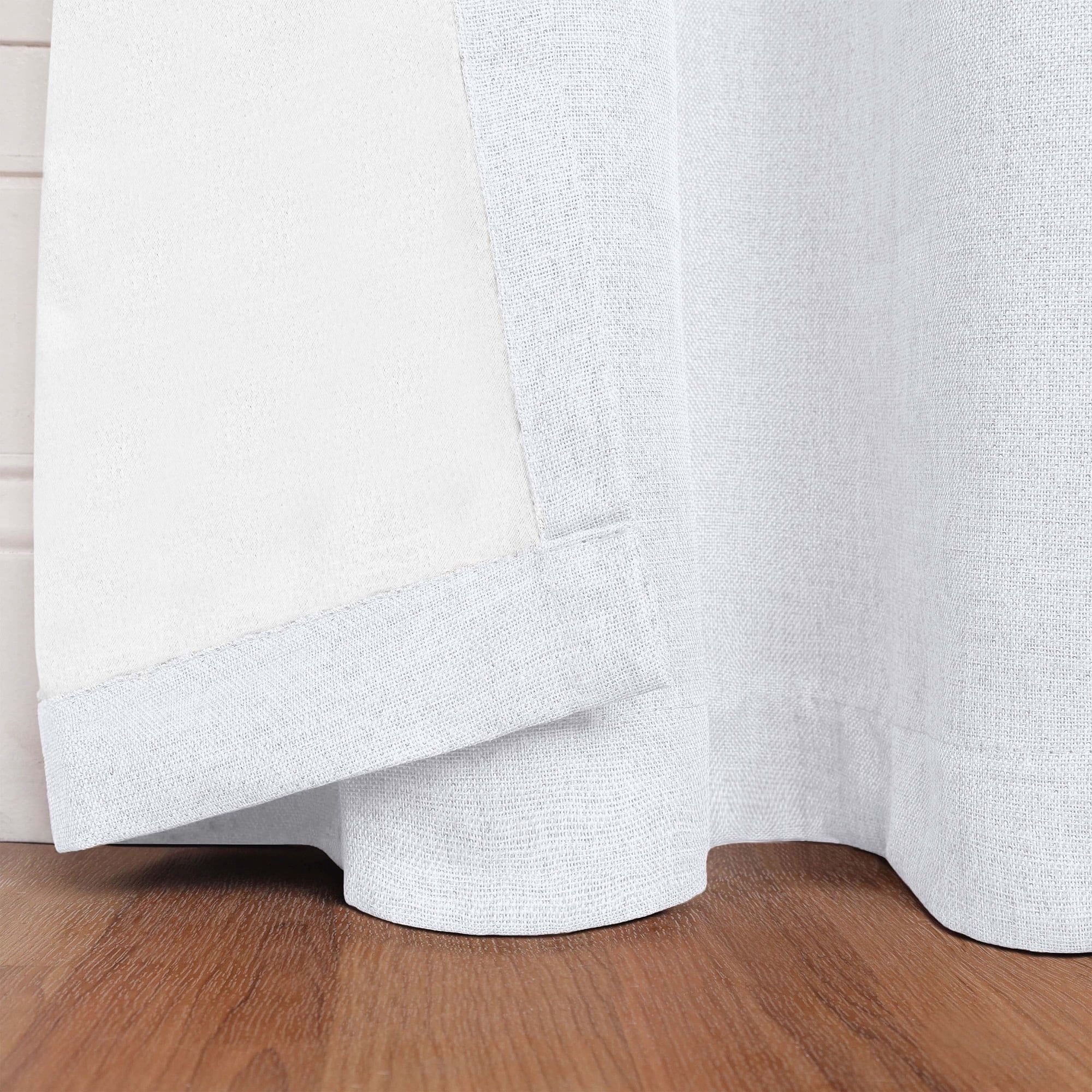Superior Linen Blackout Curtains Set of 2, Grommet Header Curtain Panel Pair, Snow White, 52"W x 63"L