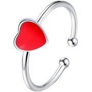 1 Pc Love Heart Ring Cute Red Enamel Love Heart Open Statement Ring Promise Rings Trendy Elegant Unique Rings Engagement Ring Jewelry Gifts for Women Birthday Valentine's Day Elegant Gifts