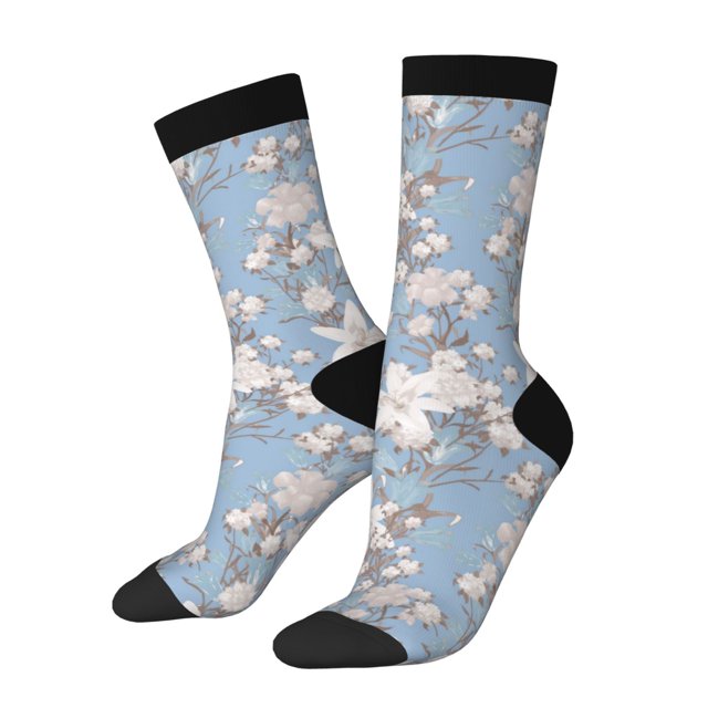 Fotbe Lily Flower Calcetas Largas con Estampado para Hombre y Mujer – Calcetas de Compresión Transpirables y Elásticas, Viajar y Uso Diario Talla 5-11